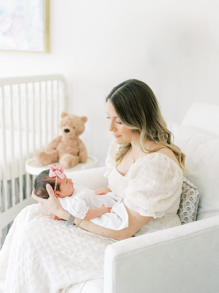 mom looking at baby